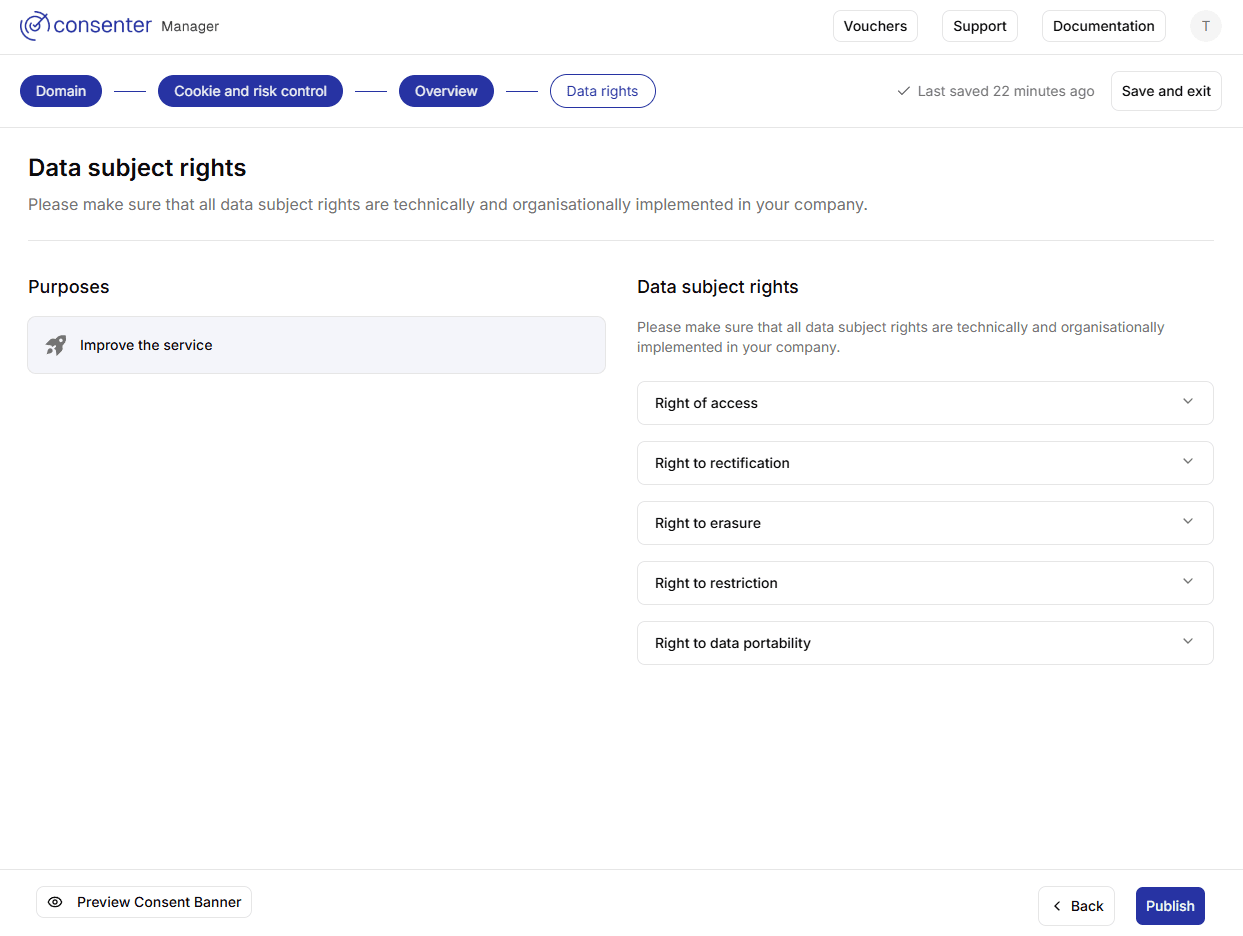 Consenter Manager data subject rights