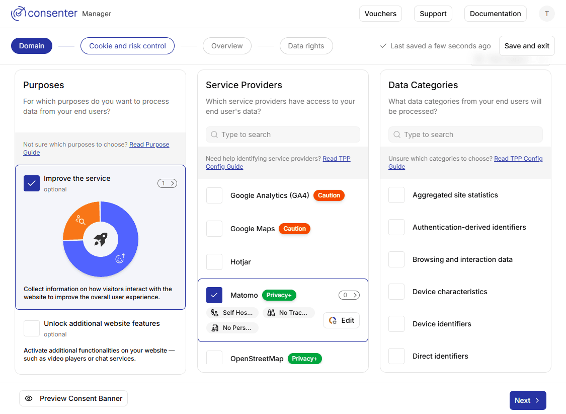 Consenter Manager service provider selection