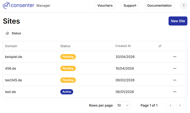 Consenter Manager site configuration